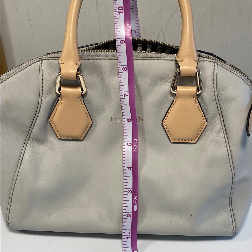 Kate Spade Gray and Tan Satchel with Geometric Details - Picture 6 of 10